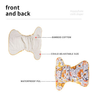 Happyflute Fluff Pulp Diapers Baby <strong>Cloth</strong> <strong>AIO</strong> Adjustable Reusable Diapers Baby Newborn Nappies - Product Image 2