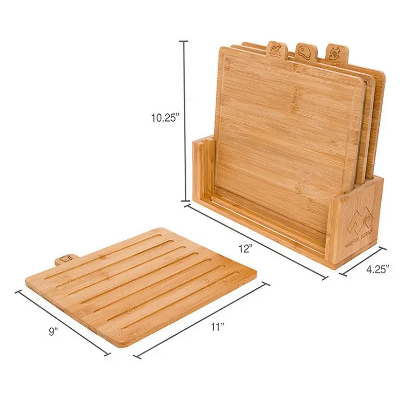 Set of 4 Bamboo Cutting Board Wooden Cutting Boards Bamboo Chopping Board Set