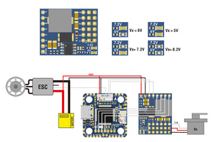 Matek Servo PDB พร้อมชิ้นส่วน DIY พลาสติก BEC สำหรับเครื่องบิน RC ควบคุมแรงดันไฟฟ้าของเครื่องบิน5.5-36V ถึง5-8.2V