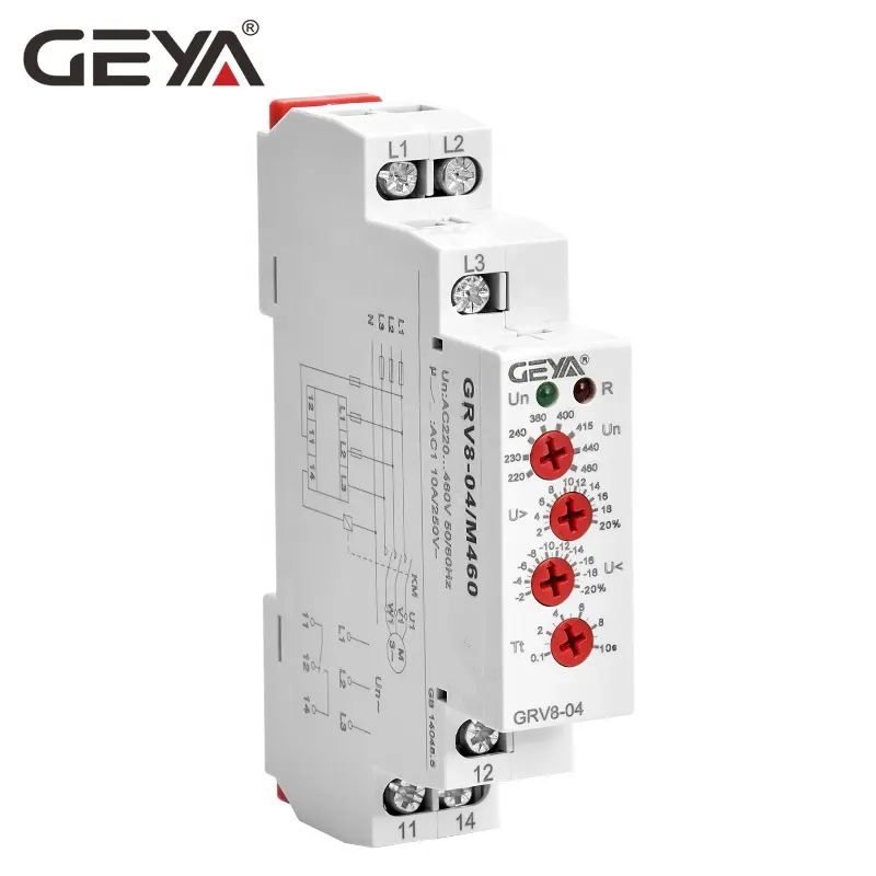 Relé trifásico geya GRV8-04D com proteção de energia, monitor de tensão com seqüência e controle