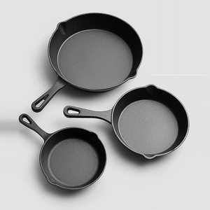 ハンドル付き高品質鍛造丸鍋プロ調理器具鋳鉄フライパン - Product Image 1