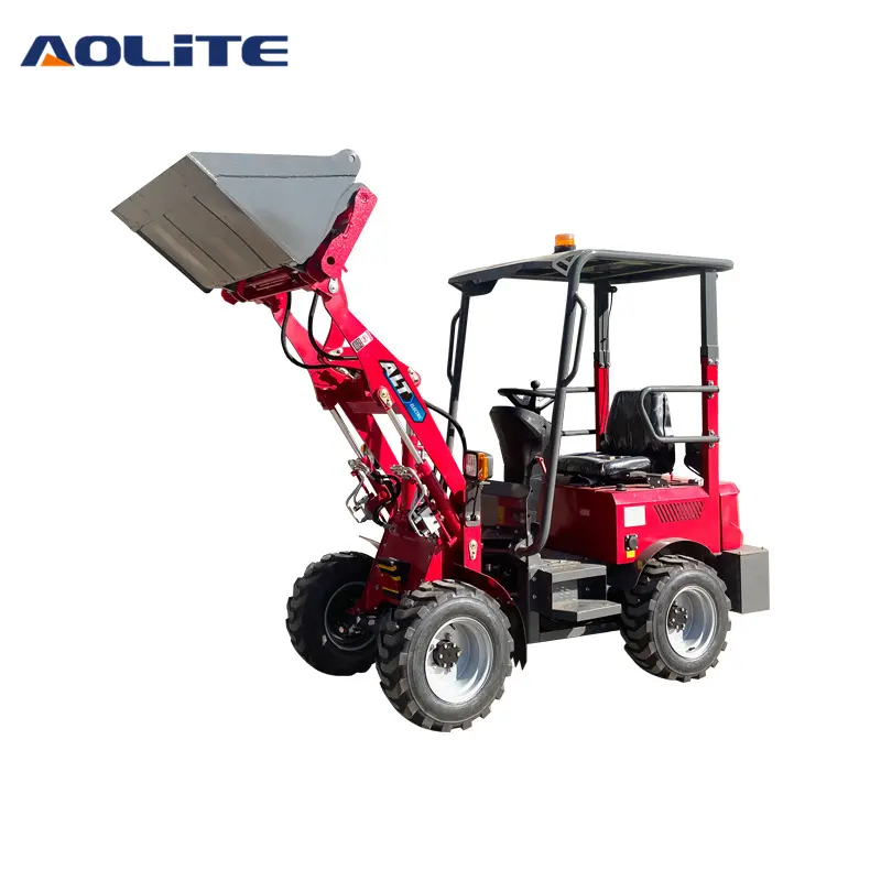 Aolite E604 Utility Wielen Gelede High-End Farm Elektrische Vierwielaandrijving Mini Kleine 400Kg Front End Wiellader