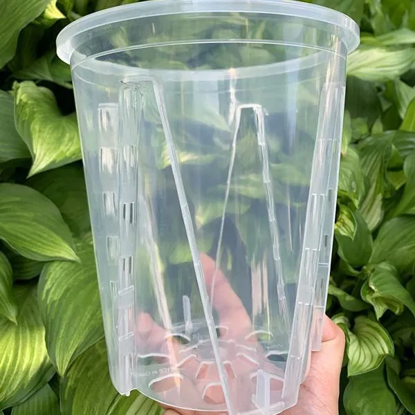 Fournitures de jardin prix de gros bon marché pp transparent orchidée grands pots de jardinière perforés pot en plastique transparent pour les plantes conteneur