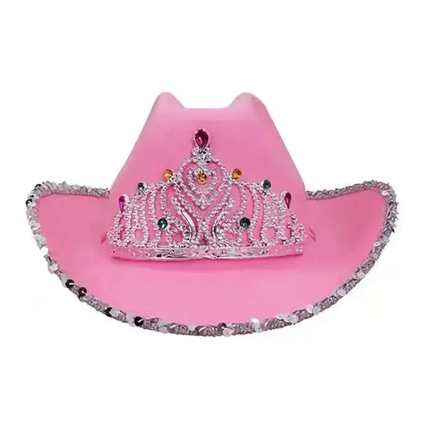 Cappello da Cowboy rosa da donna novità divertente Party Rave cappelli accessori Costume Prop Light-Up cappello corona lampeggiante