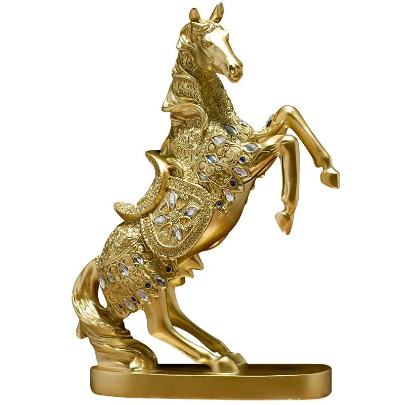 الحرف اليدوية الحيوان النحت الراتنج العفن المنزل الديكورات الذهبي تمثال حصان