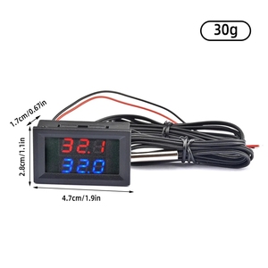 DC 4-28V Pantalla LED Sensor de temperatura digital Termómetro Rojo Azul Probador de temperatura digital dual con cable de sonda dual NTC - Product Image 2