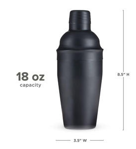 マットブラックカクテルシェーカーステンレススチールバーテンダー550Ml3レベルスノーマスターポットミルクティーカップカクテルシェーカー