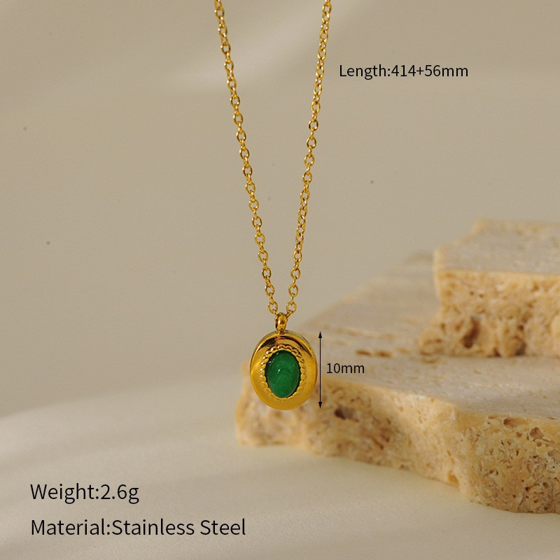 14# Elliptical Natural Stone Necklace