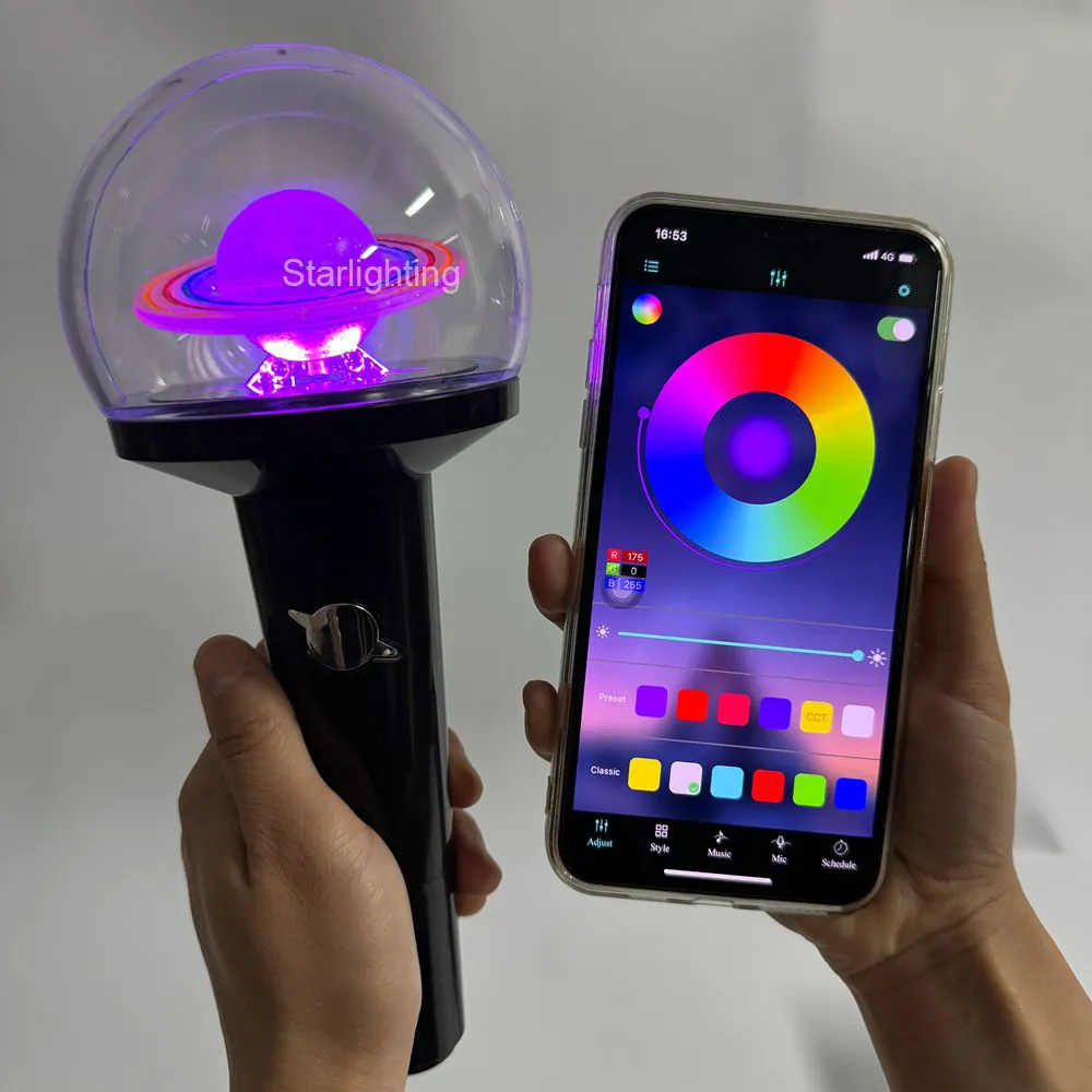 STARSHINING LED LED colorido para fãs, bastão de luz personalizado K-Pop para o exército, bastão luminoso para fãs e clubes, aplicativo programável para fãs