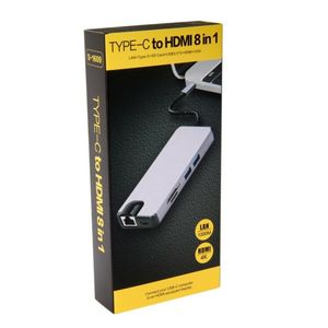 Sıcak satış 8 in 1 USB-C VGA HDTV 4K USB 3.1 yerleştirme istasyonu USB 3.0 kart okuyucu 4K arayüzü ile stokta - Product Image 6