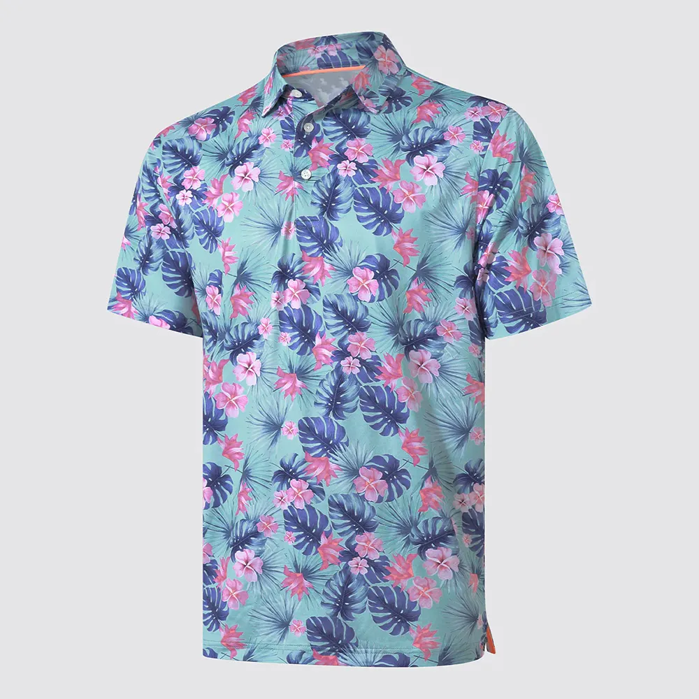 Fiori di ciliegio Cactus palma viola peonia girasole rosa mandarino collo a maglia viola pianura bambù camicie da golf xxl