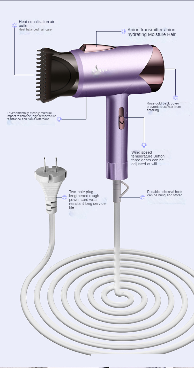 Negative ion hair dryer foldable hot and cold wind blue hammer professional hair dryer household student dormitory drop shipping