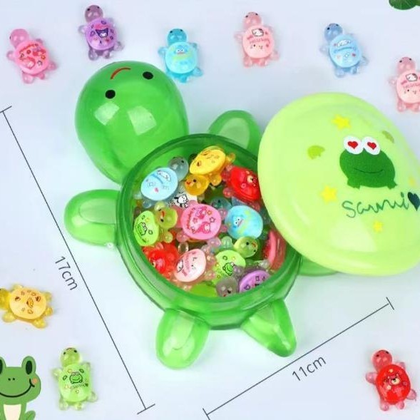 10 17CM green big-eyed frogs and turtles are given