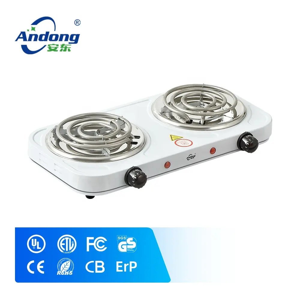 Andong best selling 1000 watt coil 2 burner electric hot plate cooktop stove for home cooking