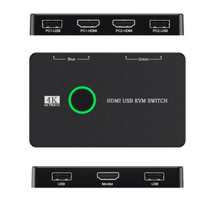 Interruptor de 2 puertos Hd-mi Usb Kvm, dos ordenadores para compartir teclado, ratón y monitores de impresora - Product Image 5