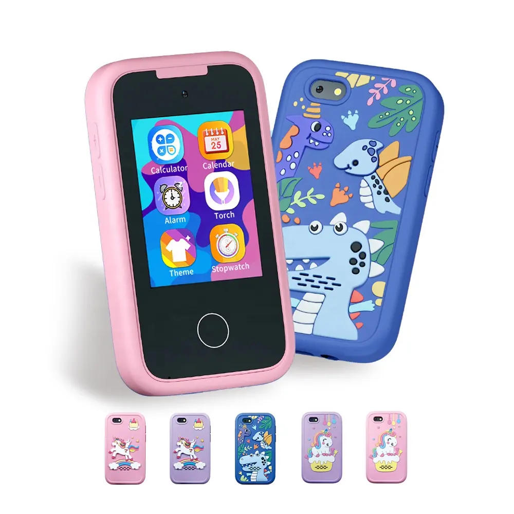 YMX PH05SC avec écran tactile étui en silicone téléphone portable jouets cellule Mobile jeu intelligent musique Photo conteur téléphones pour enfants bébé