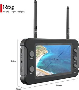 Monitor FPV de 4,3 pulgadas, 5,8G, 40CH, 16:9 NTSC/PAL, batería integrada de 1200mAh, entrada de 5-23V, función DVR de baja latencia, accesorios para Drones - Product Image 2