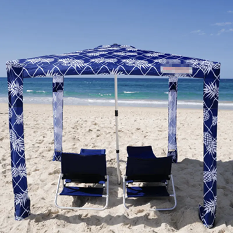 Barraca de praia legal premium grande média personalizada para uso ao ar livre, guarda-sol portátil de alumínio para viagens e piquenique com bolsos de areia