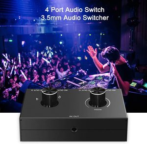 <strong>4</strong> Way Bi-Directional Audio Switcher 3.5 Stereo HiFi Audio Switcher <strong>Splitter</strong> Two-way <strong>Switch</strong> <strong>4</strong> in <strong>1</strong> Out for CD Player Speaker
