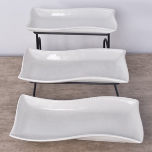 工厂价格耐用的三层蛋糕盘支架餐具陶瓷廉价散装餐盘带架 - Product Image 2