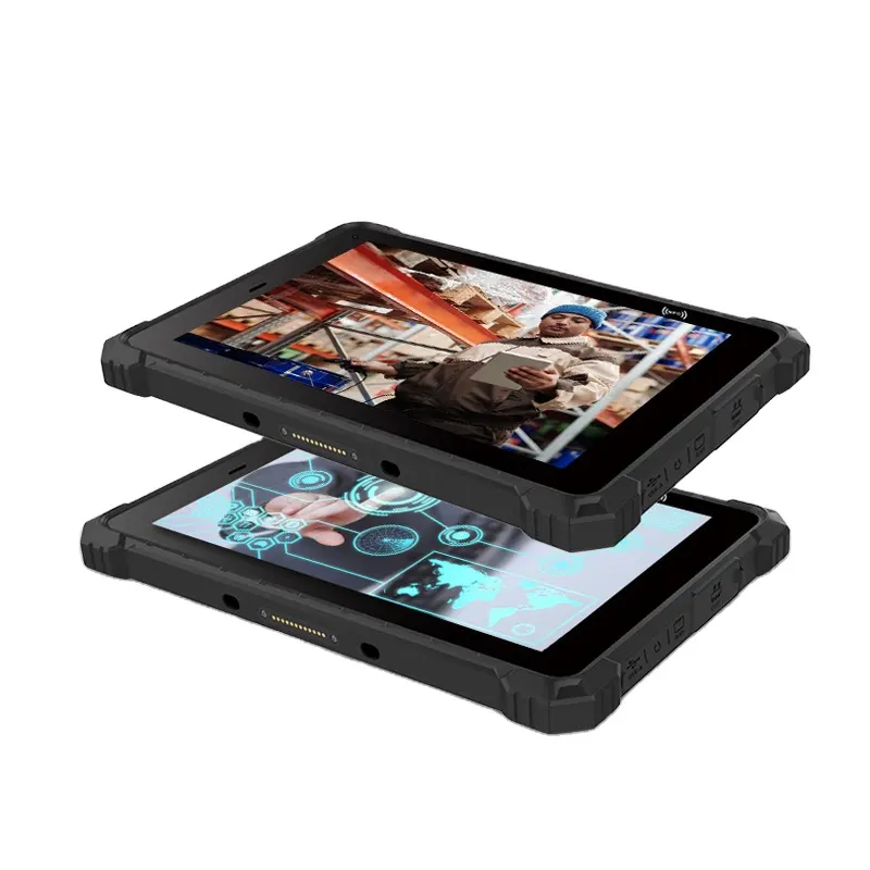 Tablet Kasar Industri Android 10.1 MAh 4 + 64GB 700NIT 10000MAh dengan Port USB RJ45 Barcode Pemindai Kode QR Sidik Jari NFC RFID