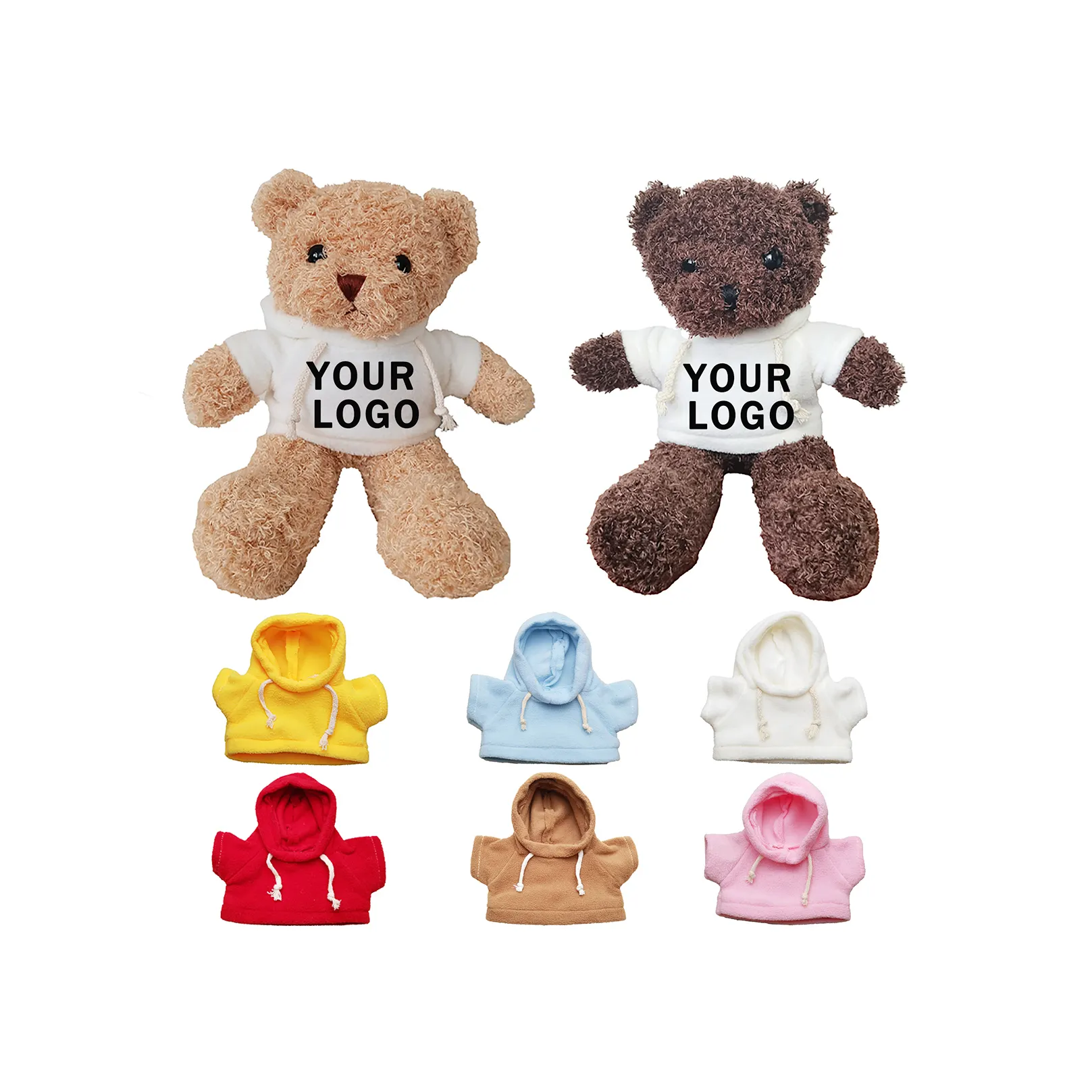 OEM ODM Custom Giant Small Baby Kids Used Stuffed Animals Plush Toy Fat Chubby T-shirt Teddy Bear With Your Logo