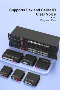 1-64 canales RJ11 POTS over Fiber Media Converter Teléfono POTS Extender con 4 puertos de red Gigabit RJ45