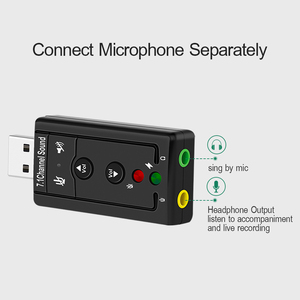 7,1 Tarjeta de sonido USB externa USB a Jack de auriculares de 3,5mm Adaptador de Audio Mic-teléfono de la tarjeta de sonido para Mac ganar Compter Android Linux - Product Image 4