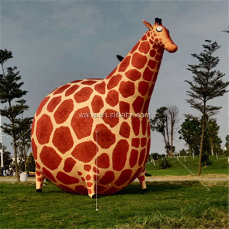 Jirafa inflable decorativa para parque, mascota hinchable, jirafa ancha hinchable con luces LED, en venta