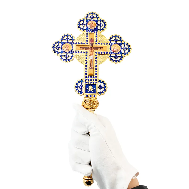 HT 2024 nuevo diseño decorativo asidero crucifijo Cruz regalo religioso ortodoxo aleación crucifijo Jesús estatua Iglesia Cruz