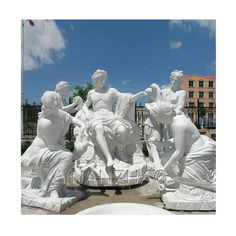 Décoration extérieure, Sculpture en pierre faite à la main, statue de pierre de la célèbre personne grecque, Sculpture de bain Apollo en marbre blanc
