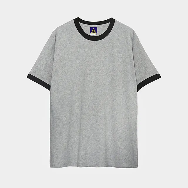 Logo personnalisé été mode hommes t-shirts nouveau 230g bordure manches contraste manches courtes T-shirt femme
