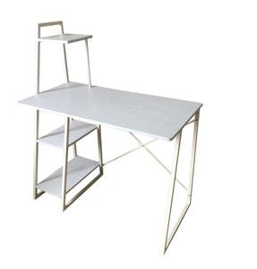 <strong>Computer</strong> Desk with 3 Tier Storage Shelves on Left , Study Writing <strong>Table</strong> with Bookshelf <strong>for</strong> Home Office Bedroom, White - Product Image 3