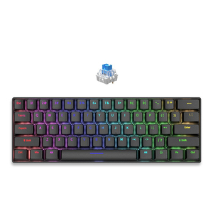 Teclado mecánico con cable de diseño compacto 60% clásico, varias luces deslumbrantes, 61 teclas, interruptor azul, teclado para juegos de ordenador de