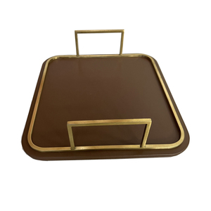 定制皮革托盘中密度纤维板矩形金属托盘桌面储物托盘 - Product Image 5