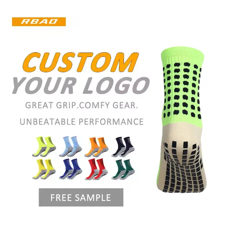 Fútbol deportes SOX fabricante logotipo personalizado antideslizante fútbol choques antideslizante silicona agarre calcetines de fútbol