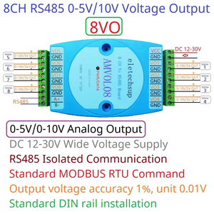 8 Channel <strong>Analog</strong> Output 0-10V 0-5V AO <strong>Module</strong> <strong>RS485</strong> Modbus RTU to Voltage PLC Remote IO Expansion Board - Product Image 5