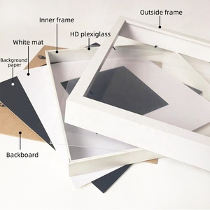 White Black 3D Deep Shadow Box <strong>Frame</strong> 1.2 Inch 3 cm 6x6 <strong>7x7</strong> 8x8 9x9 10x10 12x12 15x15 <strong>Square</strong> Shadow Box <strong>Frame</strong> with Mat Board - Product Image 3