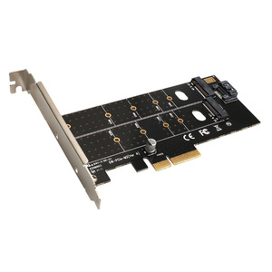PCIe X4เป็นสอง M.2 B คีย์ M อะแดปเตอร์ NGFF PCI-E โฮสต์การ์ดขยายตัวควบคุมสำหรับ SATA หรือ NVMe SSD - Product Image 1