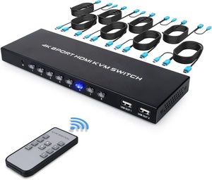 SYONG 8端口KVM交换机HDMI 4K 30Hz，SYONG机架视频HDMI KVM切换器控制台8进1出 + 8包电缆 - Product Image 1