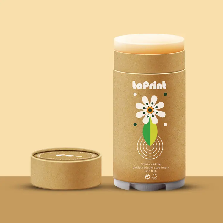 80% in meno di plastica ovale deodorante stick imballaggio personalizzato vuoto twist up deodorante contenitore di carta