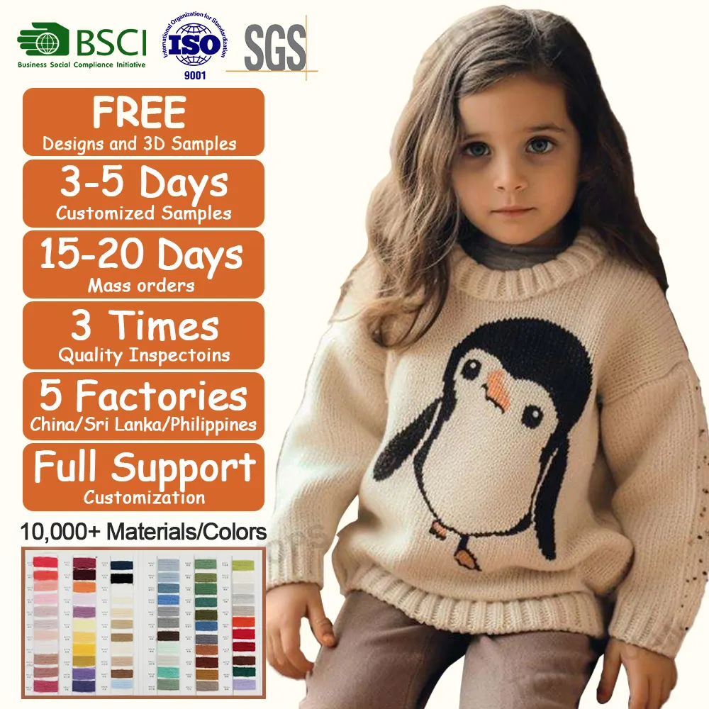 2023 moda maglione bambini bambino ragazze modello pinguino maglione