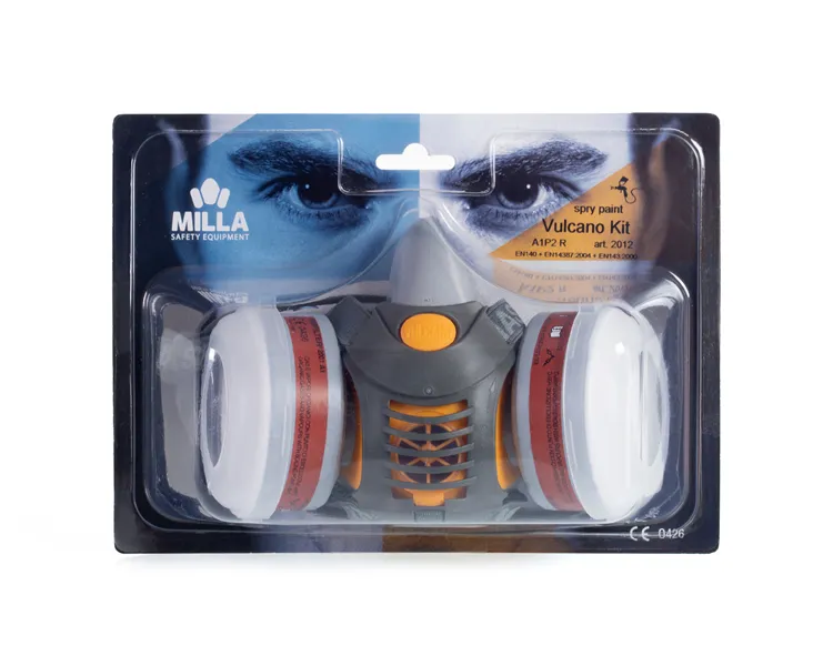 Kit de pintura en aerosol hecho en Italia compuesto por una media máscara Vulcano con 2 filtros ajustados A1 + P2 R 9 Kit por caja