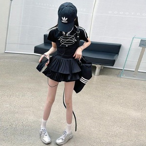 2025夏秋时尚2pcs女童服装套装热卖露背t恤6-15岁儿童裙装