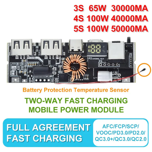 QC4.0 <strong>QC3.0</strong> LED Dual USB PD Fast Charge 5A 100W Micro/Type-C USB Mobile <strong>Power</strong> <strong>Bank</strong> 18650 Charging Module Temperature 12V - Product Image 2