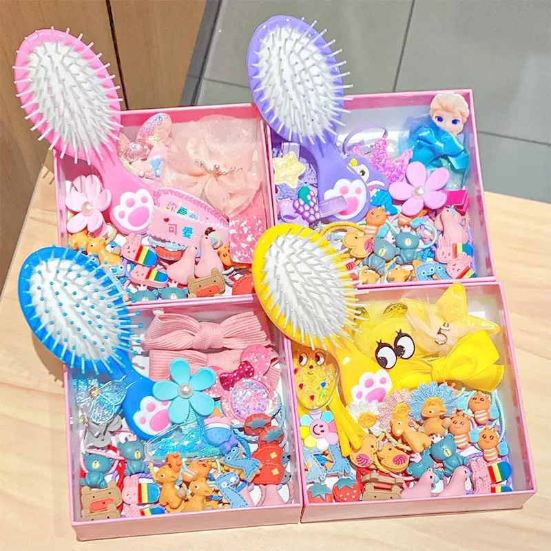 Kids Gift Box Hair Clips Princess Comb Hairpins Girl Headwear Bee Hairbands Flower Barrette Kids Accessories