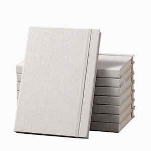 Taccuino per scuola di Business A5 con copertina in lino 100 fogli/200 pagine con filo elastico per rilegatura termica - Product Image 1