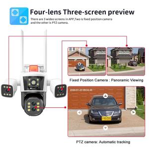 8K 16MP 4 lens 3-Screen 10X optik Zoom IP cctv gözetim kamera wifi renk gece görüş İnsan algılama ağ kamerası - Product Image 3