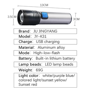 Linterna multifunción de enfoque ajustable, linterna Multicolor brillante, 3 modos de iluminación, Mini linterna para caza, pesca - Product Image 5