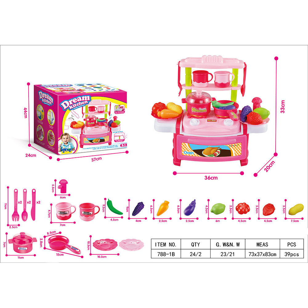 Comptoir de cuisine avec couverts - rose - Boîte couleur anglaise
